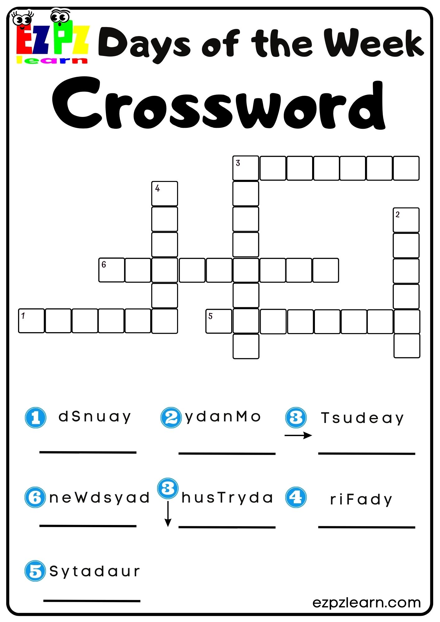 Days of the Week Crossword